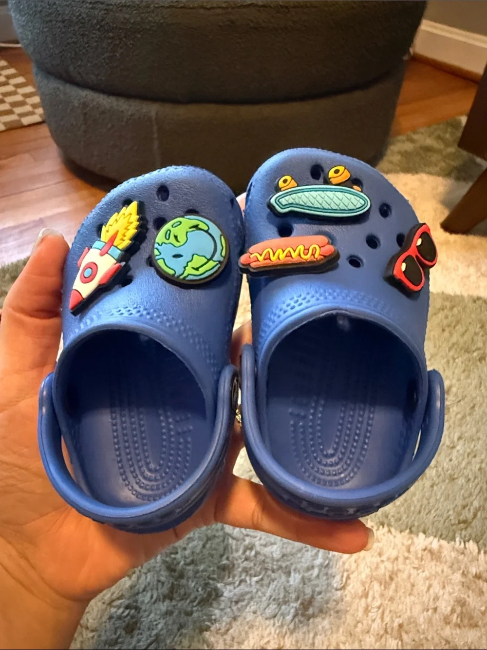 CROCS Kids Blue Clog Sandals with Playful Charms